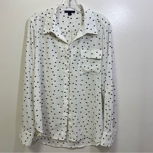 Tommy Hilfiger Women’s Sleeve Shirt Blouse Polka Dot Size M